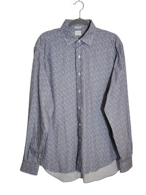 Culturata Mens Blue Floral Print Dress Shirt Size XL 17.5/44